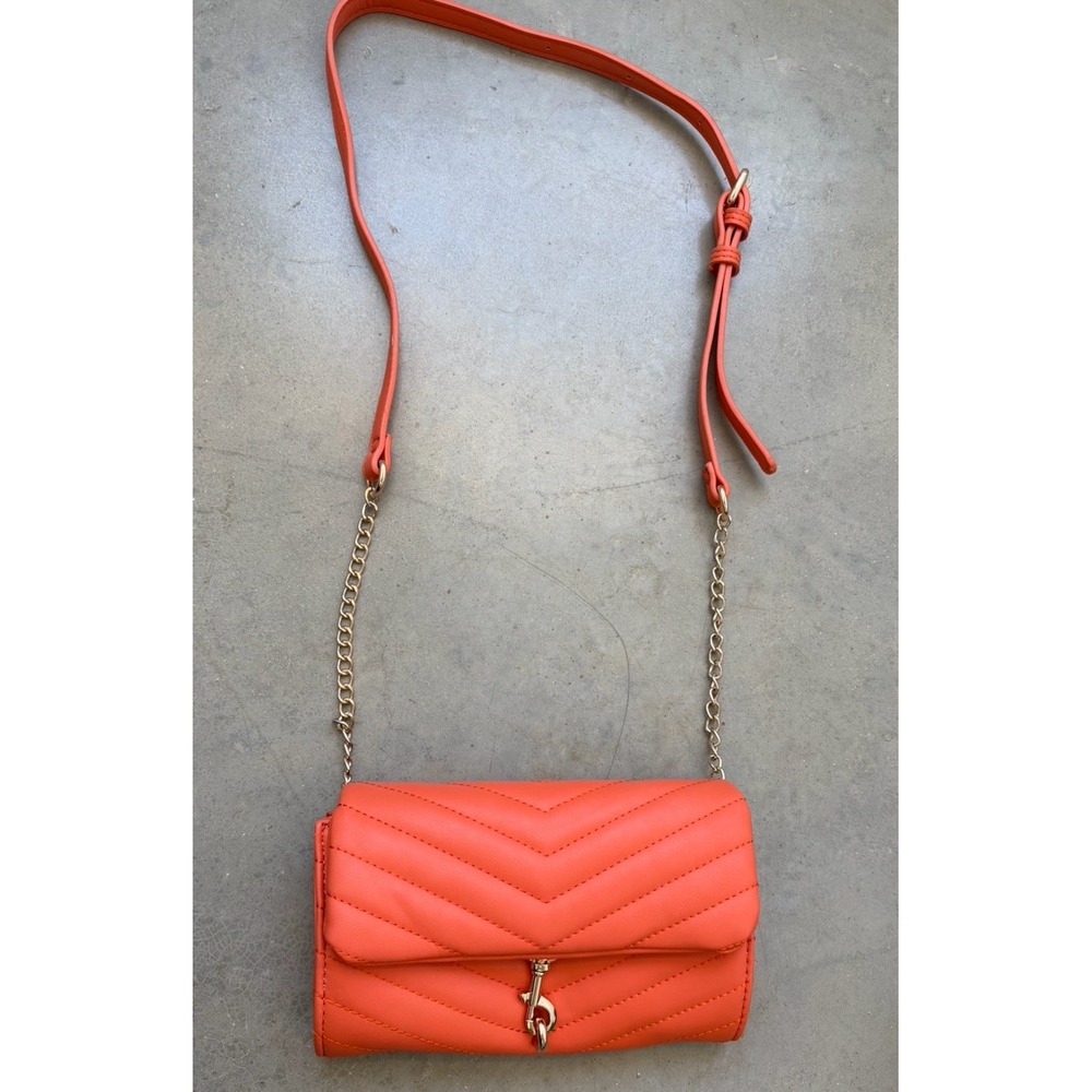 Urban Expressions‎ Orange Quilted Crossbody Bag Wallet Purse Chain Strap